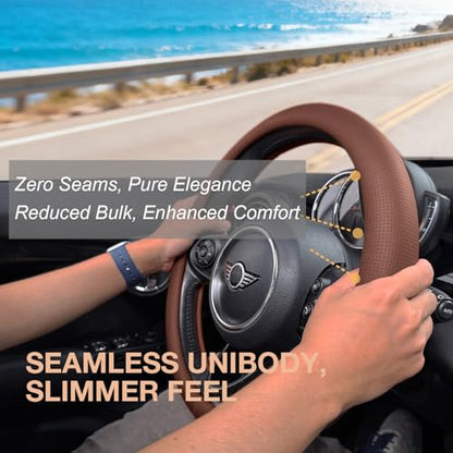 Large Size Nappa Leather Steering Wheel Cover 15.75In