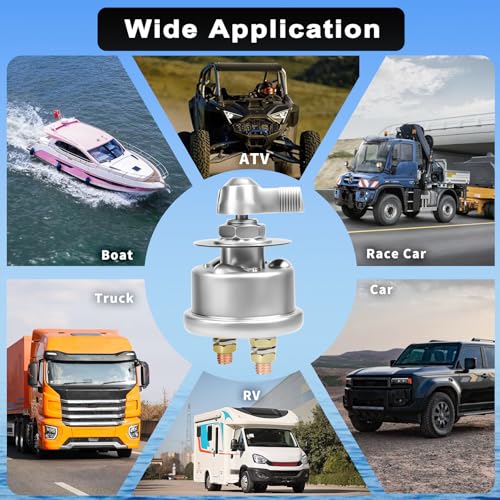 200A 12 48V High Current Master Battery Disconnect Switch Battery Power Cut Off Isolator Killer Switch with Face Plate for Car Vehicle RV Truck Boat Marine ATV