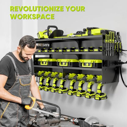 Large Power Tool Organizer Wall Mount with Charging Station