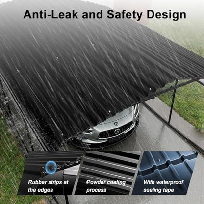 12x20 FT Metal Carport with Extra 6 Side Reinforcement Support Rods (1012 Cubic Feet)