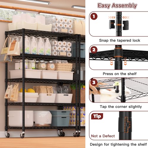 36"W x 16"D x 79"H Wire Shelving with Wheels (3 Count)