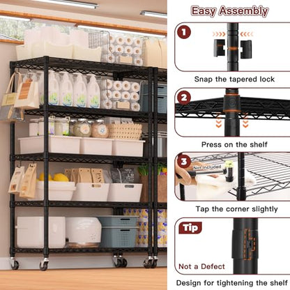 36"W x 16"D x 79"H Wire Shelving with Wheels (3 Count)