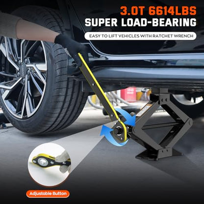 New Version Car Jack Kit Scissor Jack for Car 3 Ton 6614 lbs Spare Tire Changing Kit