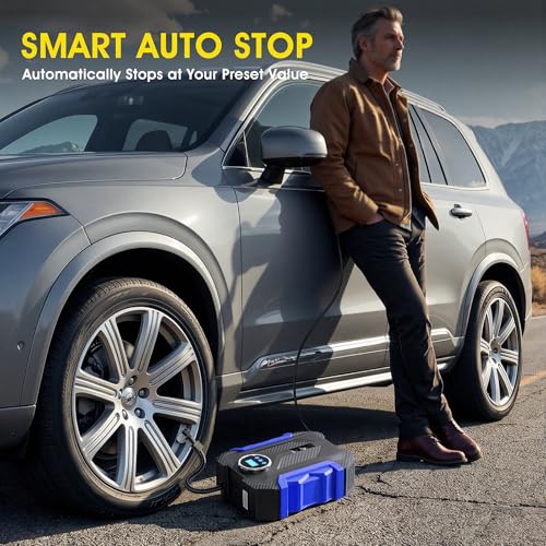 Digital Air Compressor for Car Auto Pump Portable Tire Inflator with LED Light DC 12V