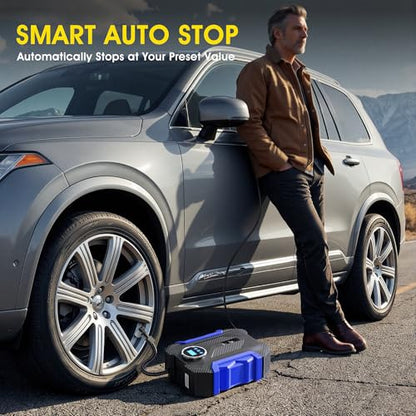 Digital Air Compressor for Car Auto Pump Portable Tire Inflator with LED Light DC 12V