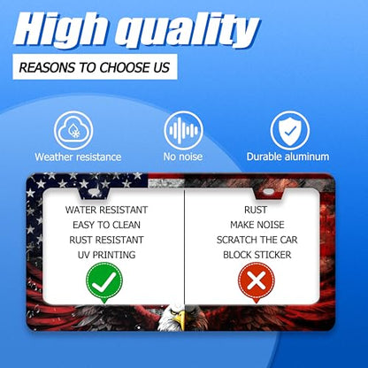 American Flag Eagle License Plate Frame Stainless Steel Holder12.3 x 6.3"