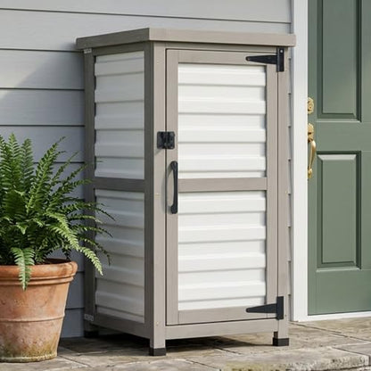 Small Outdoor Storage Cabinet with Waterproof Metal Top