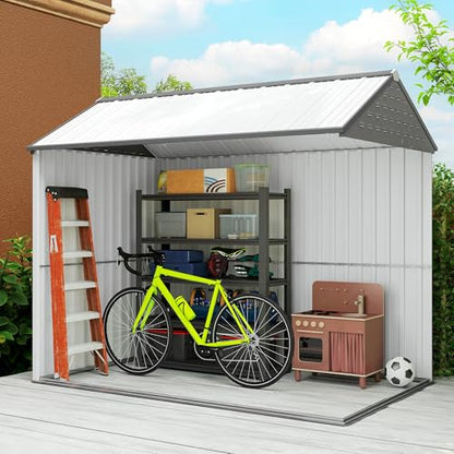 8' x 6' Outdoor Storage Shed Metal Garden Shed Window White