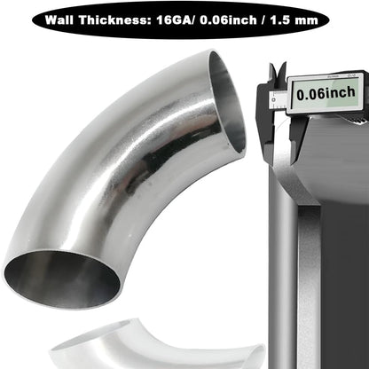 OD 1.25 Inch 90 Degree Stainless Steel Bend Tube Exhaust Elbow Pipe for Car Modified Exhaust System 1.25" Piping Silver Tone，Stair Handrail (1PCS)