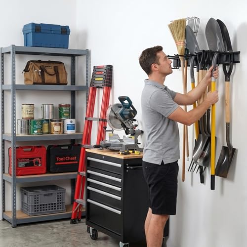 96 Inch Heavy Duty Wall Mount Garden Tool Organizer for Garage