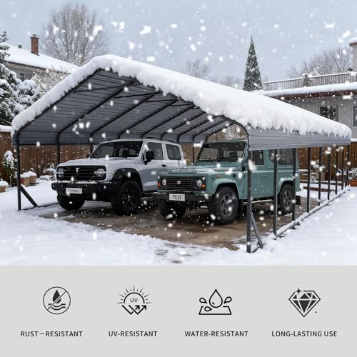 20x40 FT Heavy Duty Metal Carport with Galvanized Steel Roof & Frame