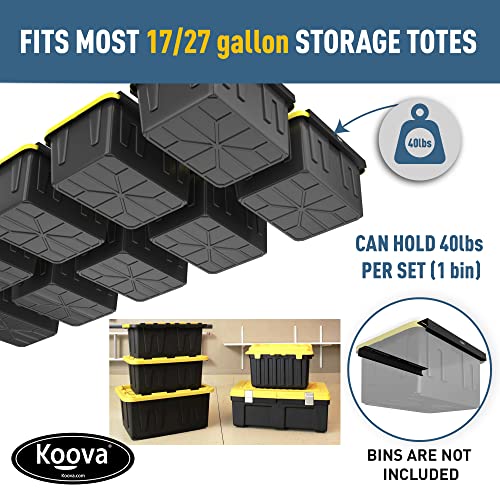 Heavy Duty Overhead Garage Storage Rack for 9 Bins. Adjustable Width (9 Count)