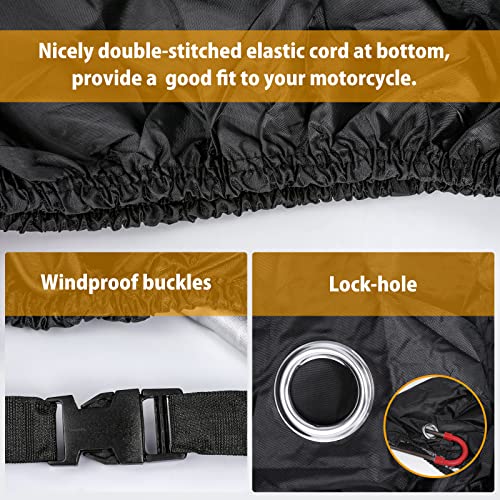 Motorcycle Cover All Season Universal Weather Waterproof Motorbike Cover with Lock