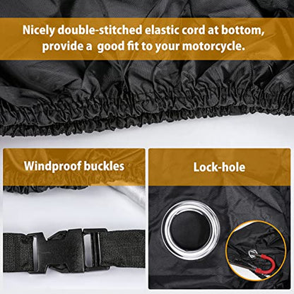 Motorcycle Cover All Season Universal Weather Waterproof Motorbike Cover with Lock
