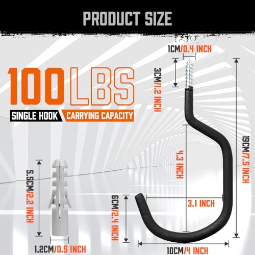 6 Pack Heavy Duty Bike Hooks