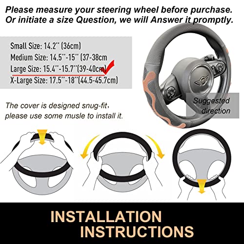 Large Size Comfy Grip Steering Wheel Cover 15.75 Inch