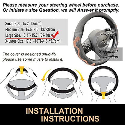 Large Size Comfy Grip Steering Wheel Cover 15.75 Inch