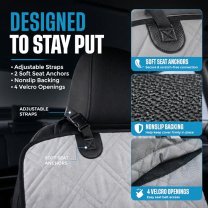 Bulldogology Dog Car Seat Cover Waterproof Heavy Duty Bench Dog Hammock Backseat Protector from Hair