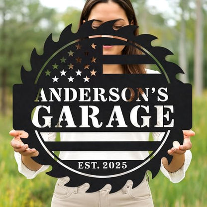 Custom Garage Workshop Metal Sign Personalized Tool Name Wall Art for Car Truck Mechanic Shop Decor Durable Steel Sign for Dad Husband Men’s Auto Workspace or Fence