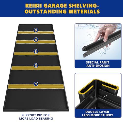 Garage Shelving 48.2" W Storage Shelves 3000LBS Metal Shelving Heavy Duty Adjustable Metal Shelf 5 Tier Pantry Shelves for Basement Warehouse Supermarket 72.2" H x 24.2" D x 48.2" W (4 Count)