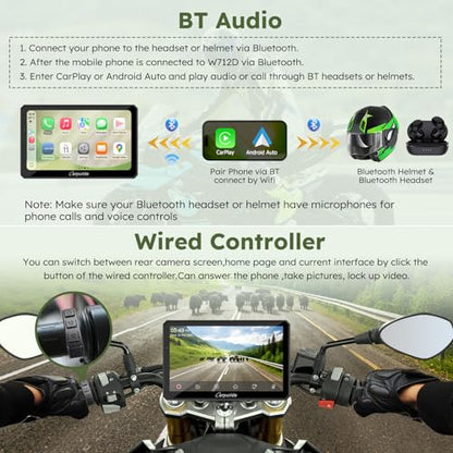 W712DT 7" for Motorcycle CarPlay & A