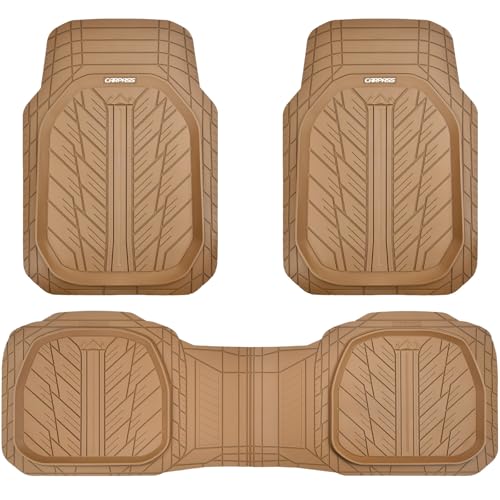 Tire Tread DeepDish Rubber Floor Mats for car Heavy Duty car mats All Weather (4 Count)