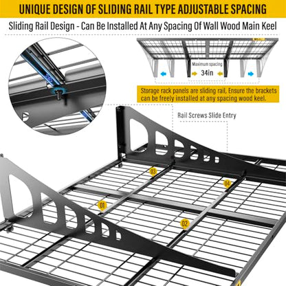 2x3ft Adjustable Rail Wall Garage Storage Shelf