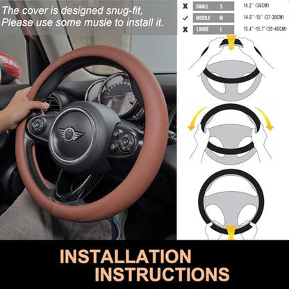 Nappa Leather Steering Wheel Cover Universal 14.5