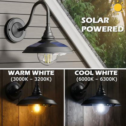 Solar Barn Light Outdoor Aluminum 3 Modes Remote