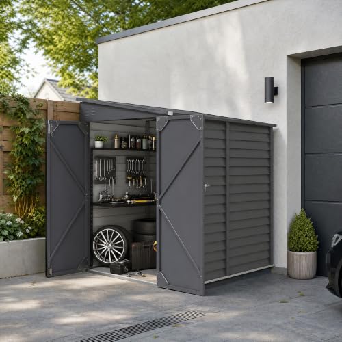 4.6' x 9' Steel Outdoor Storage Shed Waterproof Lean