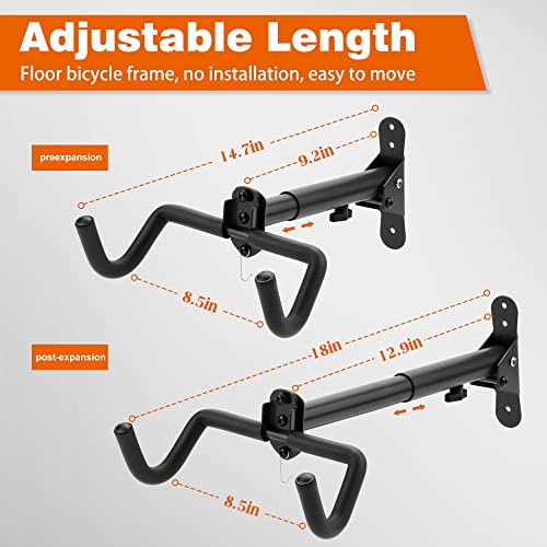 2PACK Bike Rack Garage Bike Wall Mount Bicycle Wall Hanger Bike Hook Bike Storage Rack for Indoor Storage Bike Horizontal Hanger Bicycle Wall Mount Bicycle Wall Rack (2 Count)