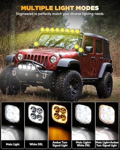 Color Play Series 3 Inch LED Pod Lights with DRL & Turn Signal (2 Count)