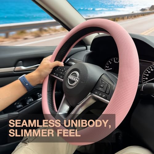 D Shaped Nappa Leather Steering Wheel Cover 14.5