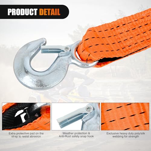 Tow Strap with Safety Hooks 2”x20’10