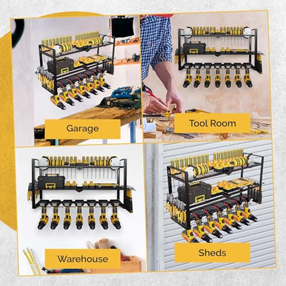 3 Shelf 7 Drill Holder Power Tool Organizer Wall Mount