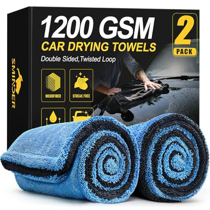 2 Pack 1200 GSM Car Drying Towels