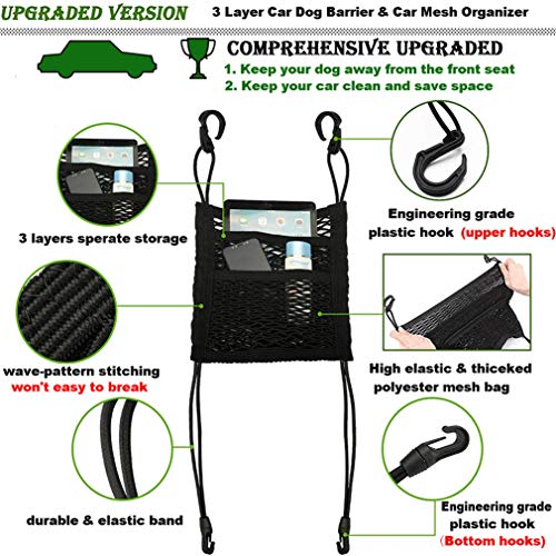 Dog Car Net Barrier with Mesh Organizer
