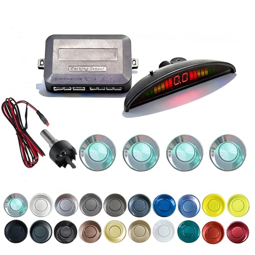 Parking Sensor Kit Backup Sensor Kit Reverse Sensor for Car 20 Color Options for Probes Adjustable Alarm Volume Professional Sensore de Reversa para Carro Safe Driving Assistant（Chrome）