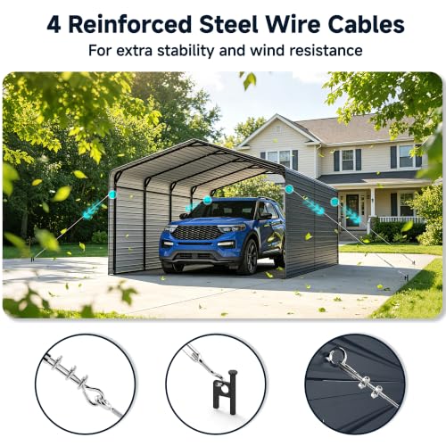 12x20 FT Heavy Duty Enclosed Metal Carport