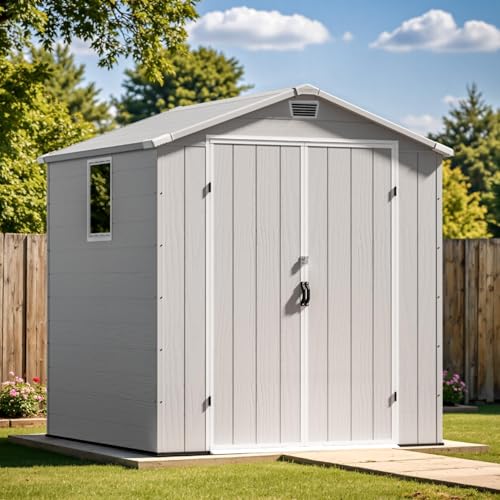 6X6 FT Plastic Outdoor Storage Shed with Floor