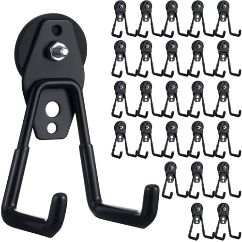 26 Pcs Large Magnetic Hooks Heavy Duty Garage Magnet Hooks Strong Storage Utility Magnetic Hangers with Anti Slip Rubber Coating for Indoor and Outdoor Hanging (26 Count)