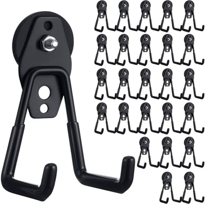 26 Pcs Large Magnetic Hooks Heavy Duty Garage Magnet Hooks Strong Storage Utility Magnetic Hangers with Anti Slip Rubber Coating for Indoor and Outdoor Hanging (26 Count)