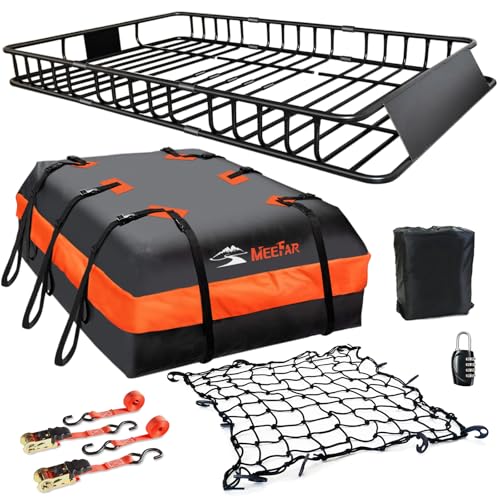 Roof Rack Rooftop Cargo Carrier Basket 65"*39"*6"+Waterproof Bag 20 Cu.Ft