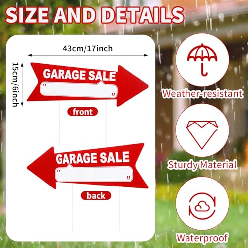 12 Pcs Garage Sale Signs with Stakes Double Sided (12 Count)