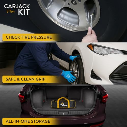 Tesla Car Jack Kit 3 Ton Scissor Jack with Rubber Pad for Auto & SUV