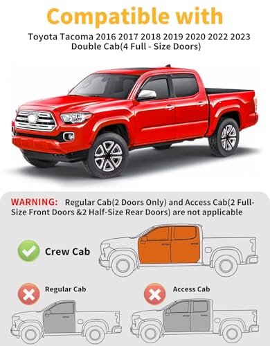 Window Visors Rain Guards for Toyota Tacoma Double Cab 2016 (4 Count)