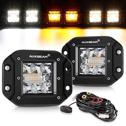 6 Modes Amber White 5 Inch 72W Flush Mount LED Light Pods (2 Count)