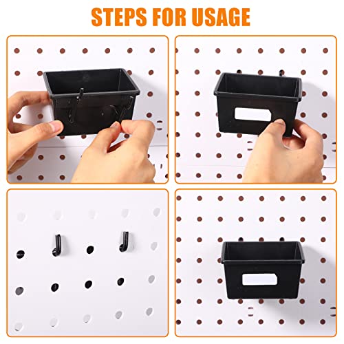 20 Pcs Pegboard Bins and Cups with Hooks and Loops Peg Assortment Organizer Accessories Various Tool Organizer Pegboard Baskets Set for Garage Workshop Workbench Office