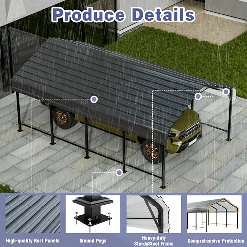 JY QAQA 12 x 20 ft Metal Carport