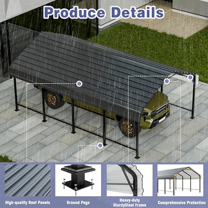 JY QAQA 12 x 20 ft Metal Carport